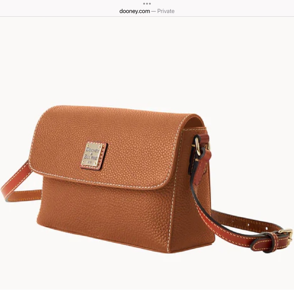Dooney & Bourke Caramel Pebble Grain Rena Leather Crossbody Bag - Picture 2 of 5
